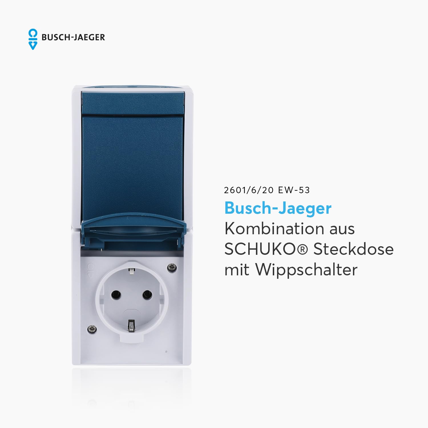 Busch-Jaeger 2601/6/20 EW-53 Ocean IP44 AP Schalter/Steckdosen Kombination (Packung mit 2)