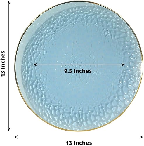 Miniatura 90 de Efavormart - Paquete de 10 platos redondos de plástico martillado transparente de 9 pulgadas para aperitivos de postres con borde dorado, plato