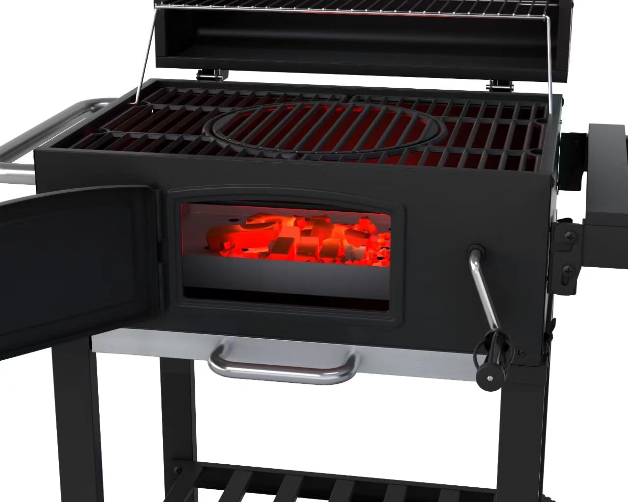 Grill na węgiel drzewny "Calgary" firmy El Fuego® | w zestawie z systemem "Rost-in-Rost" | ruszt do grillowania z żeliwa | design sejfu | w zestawie otwieracz do butelek | grill BBQ | AY 3722