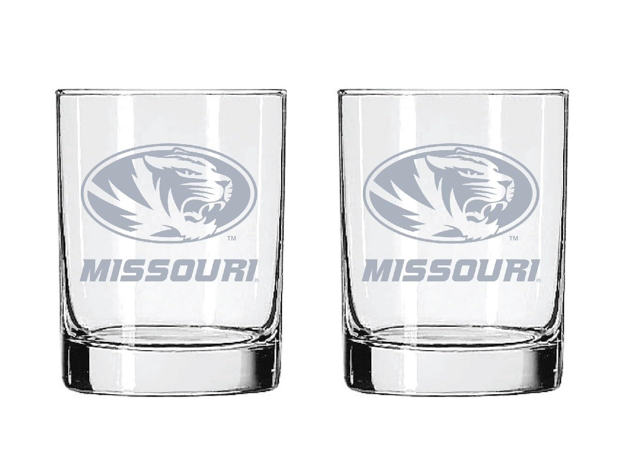 Missouri Tigers 2-Sided Satin Finish Rock Glass Set of 2 14oz