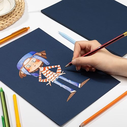 Miniatura 3 de 50 hojas de cartulina azul marino de 8.5 x 11 pulgadas, 92 libras, papel de cartulina azul para manualidades y tarjetas, papel de manualidades