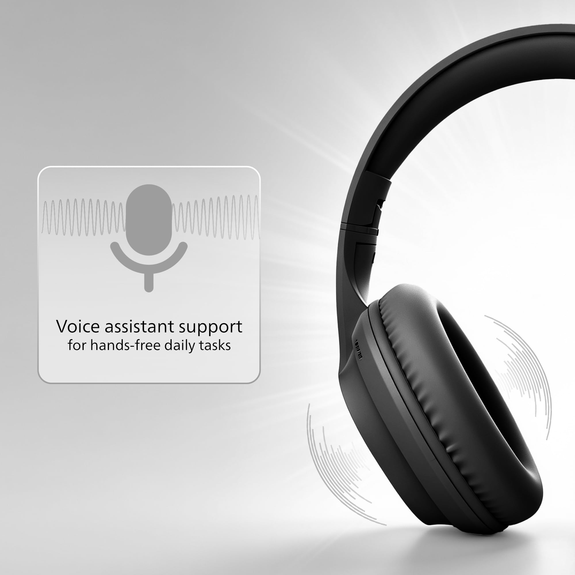 PHILIPS TAH4050 Wireless Bluetooth Headphones with Mic, 40mm Dynamic Drivers, Bluetooth 6.0, Up to 30H Playtime, Dual Device Pairing, USB-C Fast Charging, AUX Support, Over-Ear Headset, Black ion. — Amazon image 6
