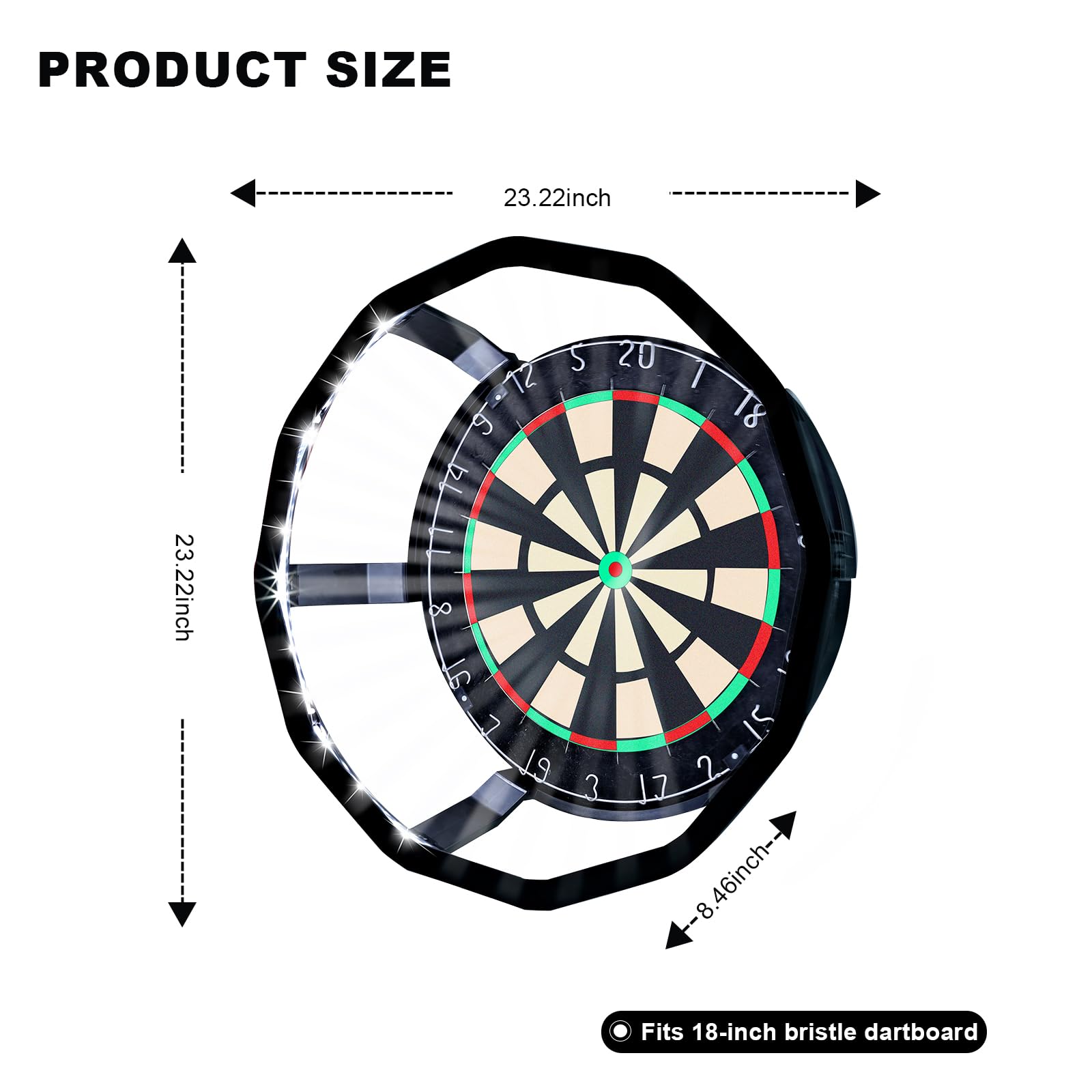 Dartboard-Beleuchtung – 360 Dartboard Light – Bnehmbar Dartboard Lighting System –Passend für 18-Zoll-Dartboards –Keine Magnetic Light bar