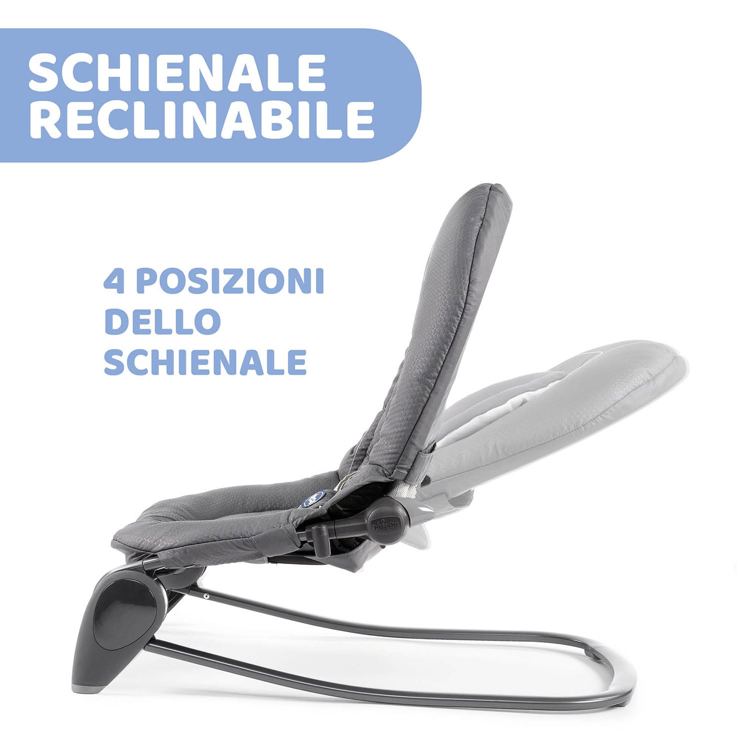 Chicco Hooplà Sdraietta Neonati e Bambini da 0 Mesi a 18 kg, Funzioni Dondolo e Poltroncina, con Barra Gioco, Schienale Regolabile e Cuscino Riduttore, Chiusura Compatta, Grigio scuro