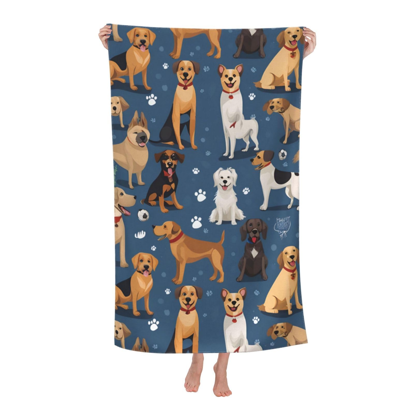 pojknbv Dogs Print Oversized Adult Beach Towel Quick-Dry Comfortable Lightweight Travel Pool Camping