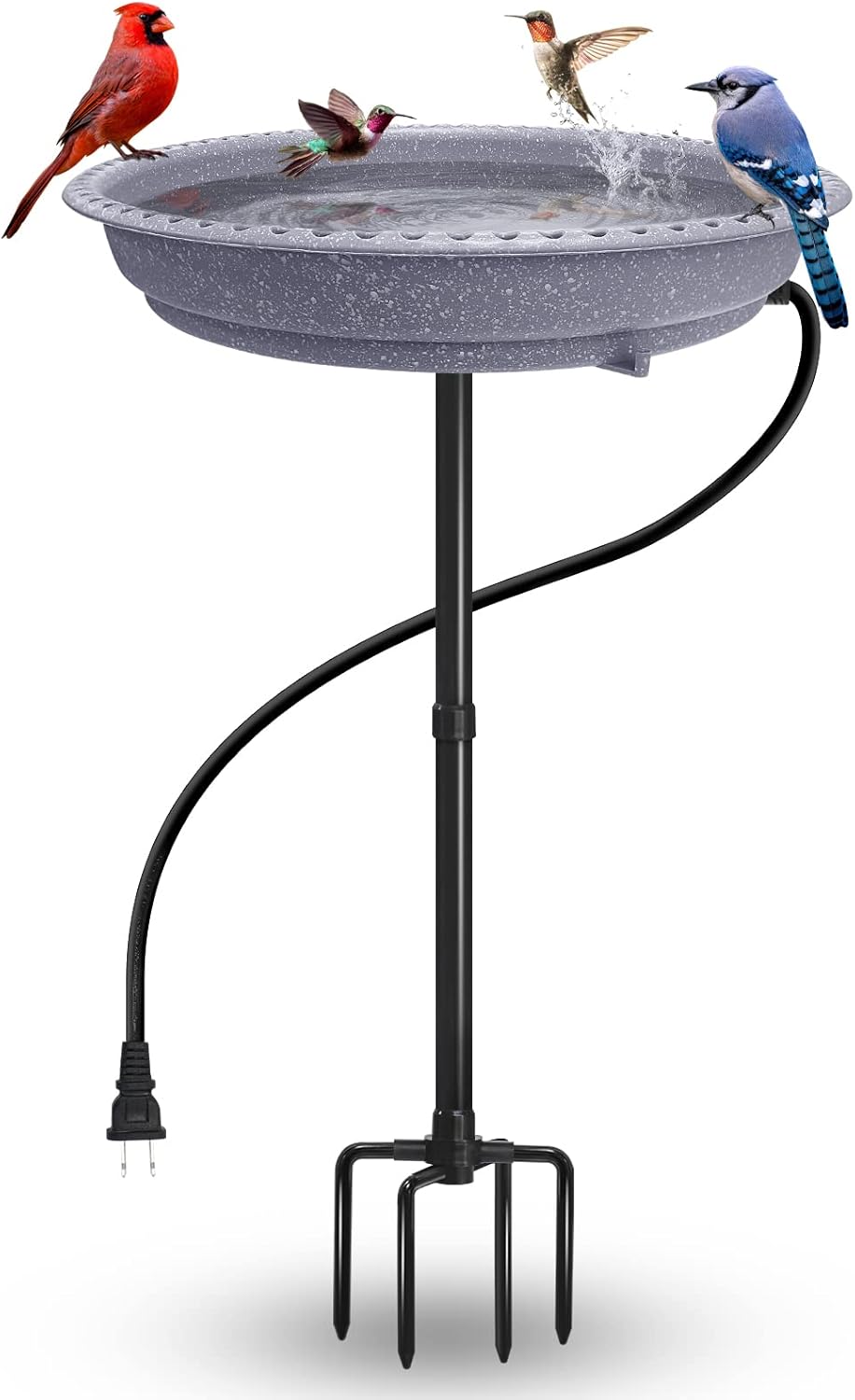 BIRD WISH Heated Bird Bath, Deep Bowl Thermostatic Control Weather Resistance All