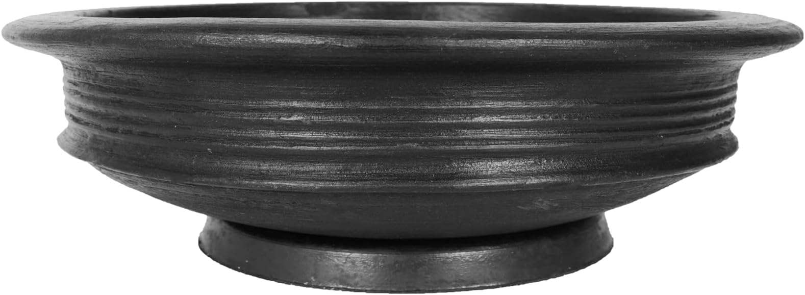 4U Crafts India Online Clay Pottery Earthen Kadai Clay Pots for Cooking and Serving. (Black :1 Liter)
