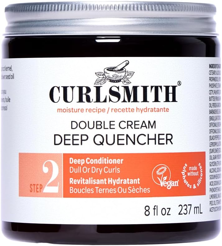 CURLSMITH Double Cream Deep Quencher - Deep Conditioning Mask for Curls, Hydrating and Detangling, For All Curl Types, Vegan & Cruelty Free
