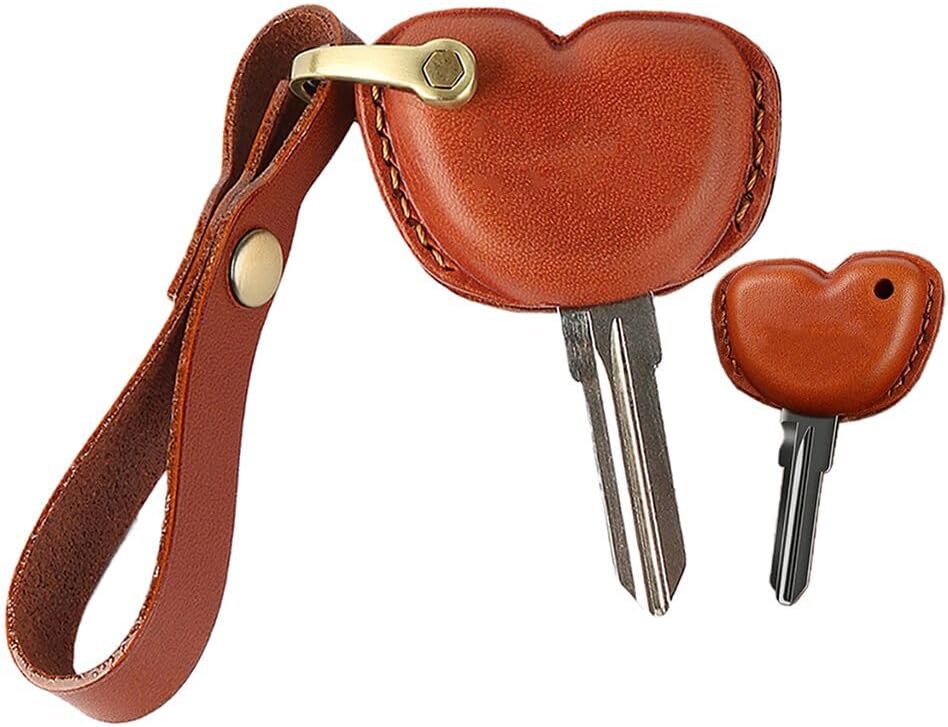 KUNIO Car Key Fob Cover Fit for Vespa Piaggio GTS200 GTS125 Motorcycle Key Protective Cover Keychain Leather Key Holder