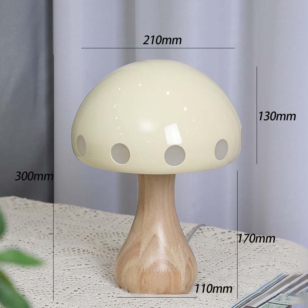 LED Pilz Lampe Rot Mushroom Tischleuchte Holz Dimmbare 3 Farbmodi Tischlampe Innen Pilz Dekor Nachttischlampe mit Kabel Schalter Schreibtischlampe Modern Wohnzimmer Beleuchtung Lichte,Beige