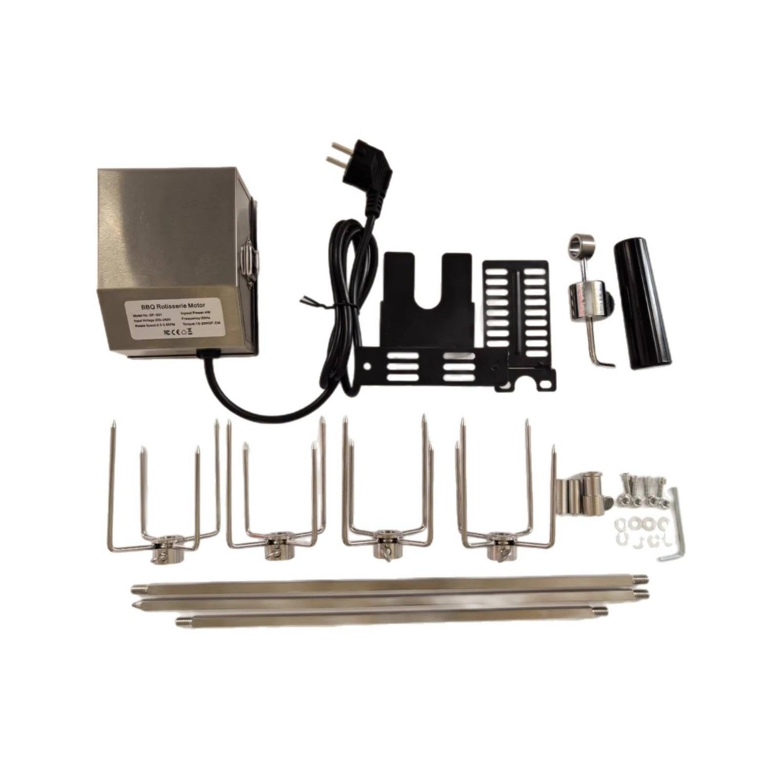 Grill Rotisserie Kit with Electric Motor Stainless Steel Rotisserie Kit with Bracket Set Universal for Backyard Cooks, Outdoor Grilling, Camping-image-26