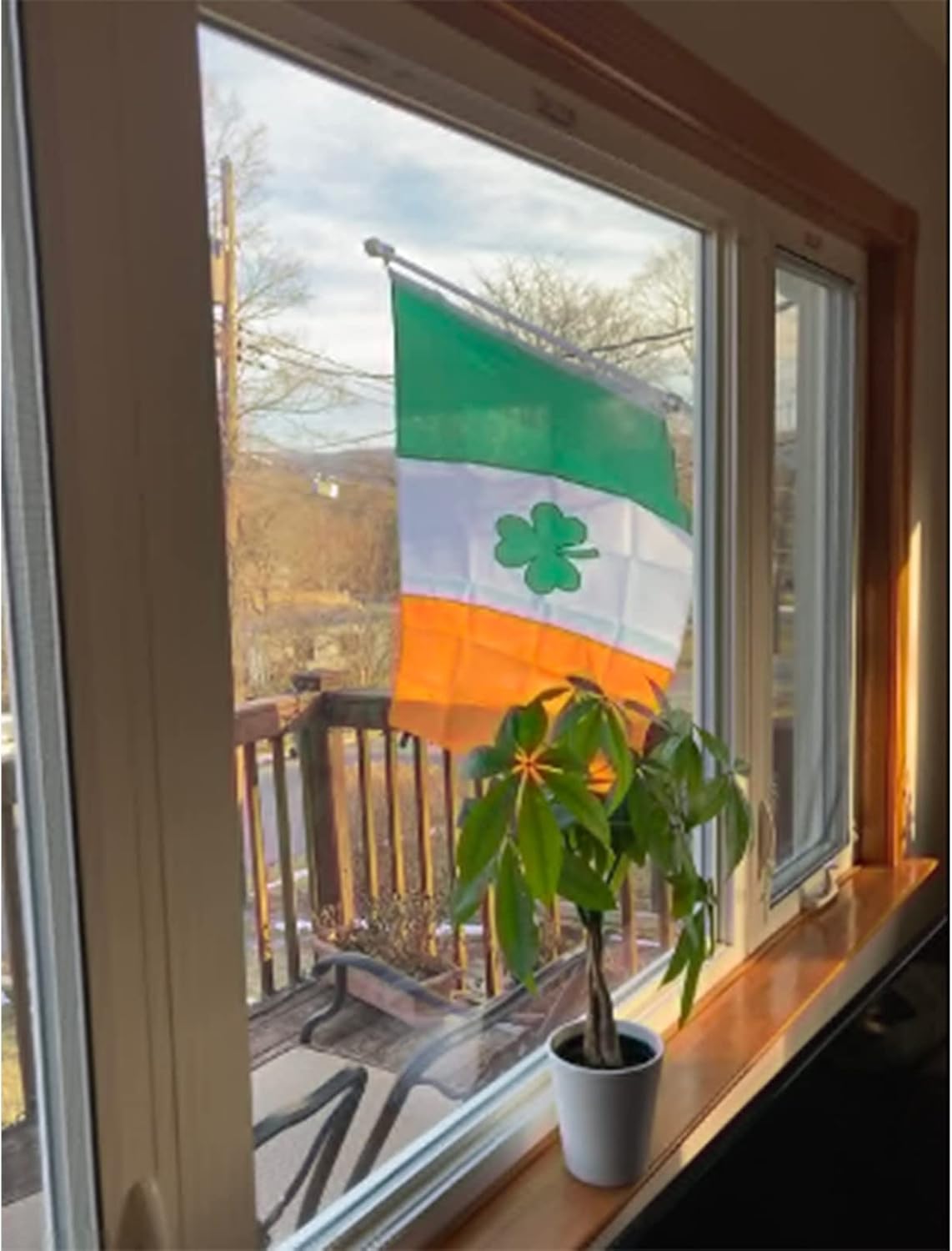 Bradford Irish Shamrock Flag 4X6 ft Outdoor, Embroidered St Patricks Irish Flags Heavy Duty, Double Sided Vivid Color 210D Flag of Irish Polyester with 2 Brass Grommets for House Outside Inside Decoration