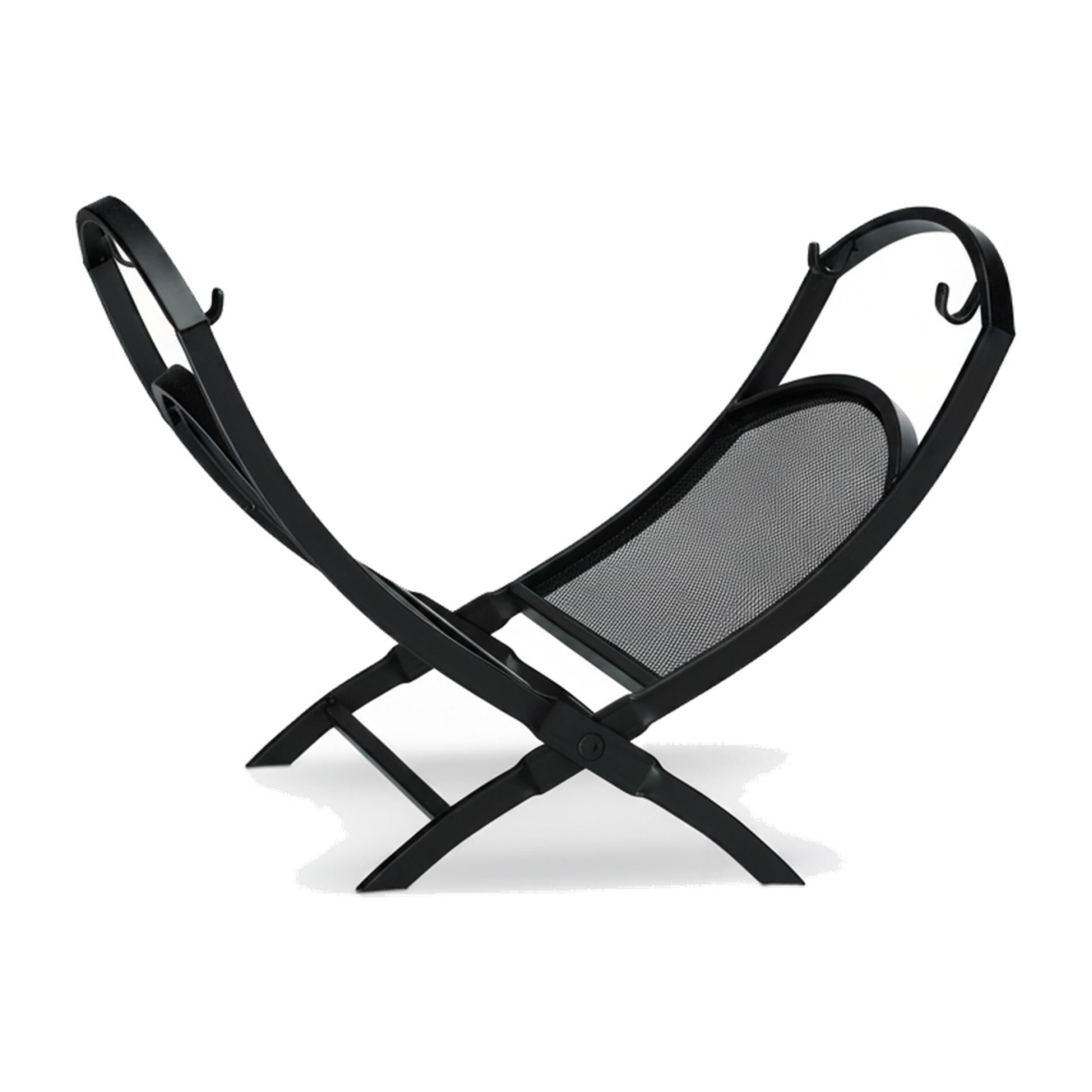 Relaxdays Cesta para Leña con Asas, Acero, Negro, 32 x 43.5 x 32 cm