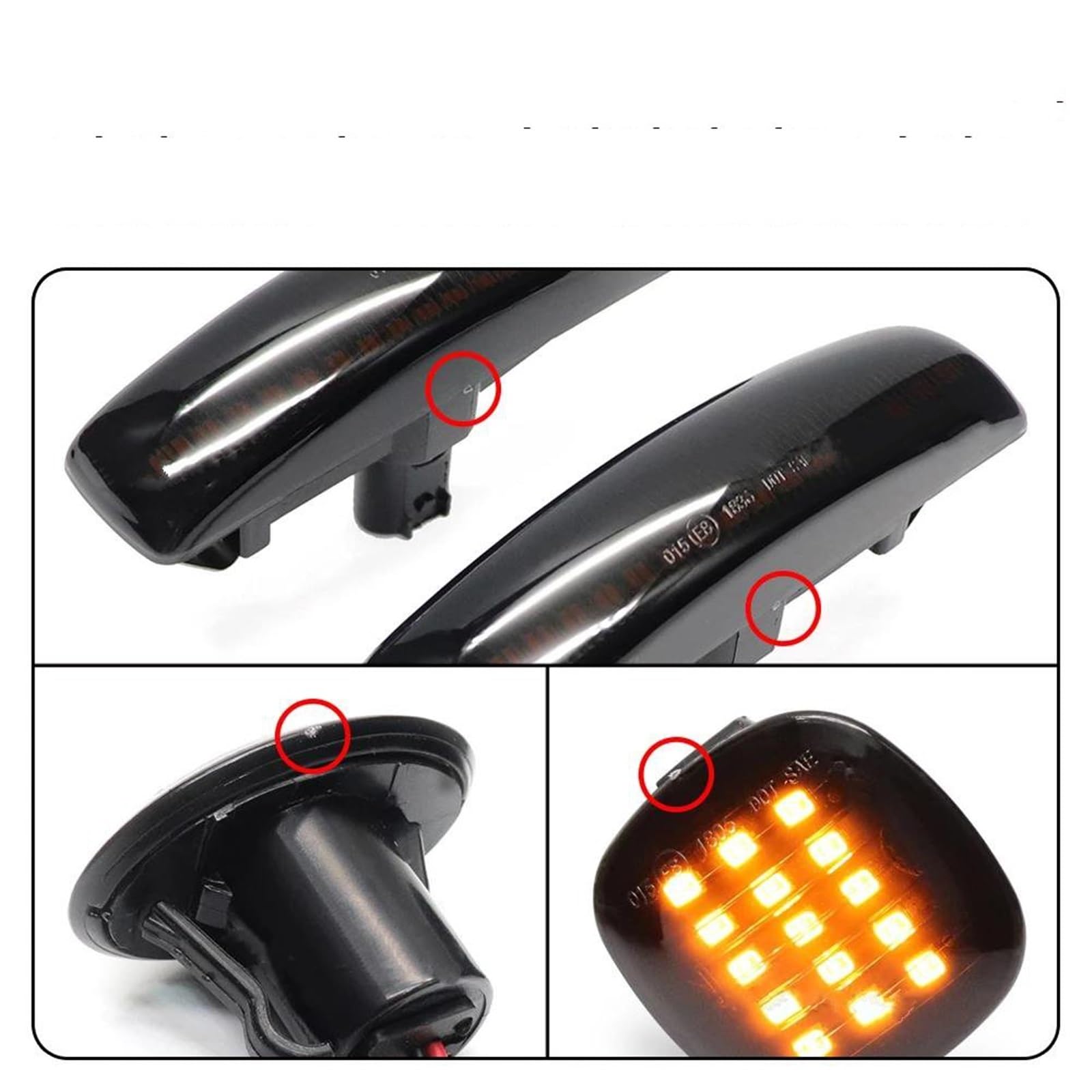 Piloto intermitente Luz LED dinámica señal giro intermitente lámpara indicador lateral para Lancia para Lybra 1999-2005 luces guardabarros coche 2 uds. Luz señal giro ( Color : No Dynamic black )