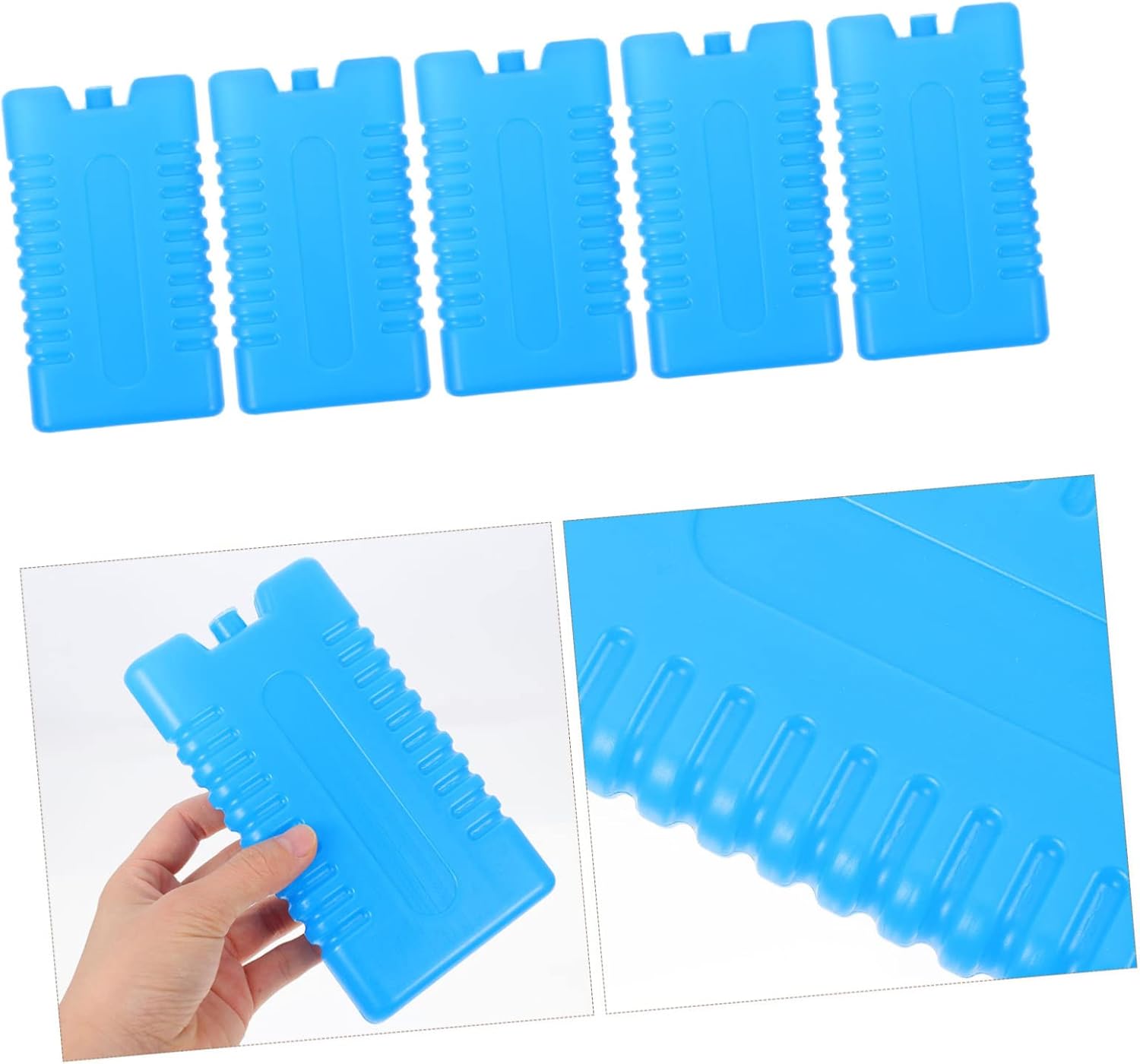 Yardwe 5pcs Reusable Ice Packs for Freezer Durable Cooling Containers for Fresh Food Storage Blue Color Lunch Boxes Camping and Travel