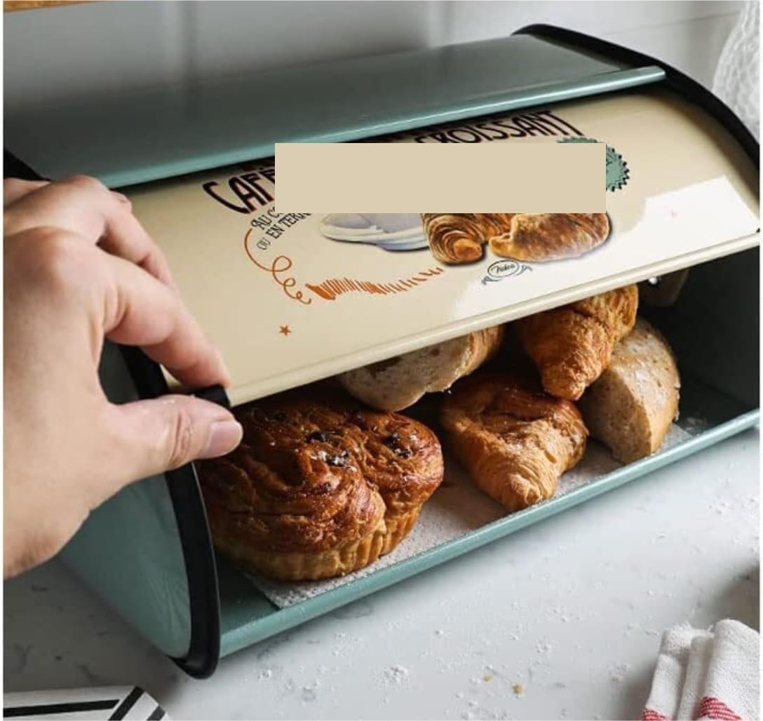 Chlebak na Pieczywo - Chlebak Kuchenny Pojemnik Na Chleb W Stylu Retro, Metalowy Blat Kuchenny Bułeczki(Grün)
