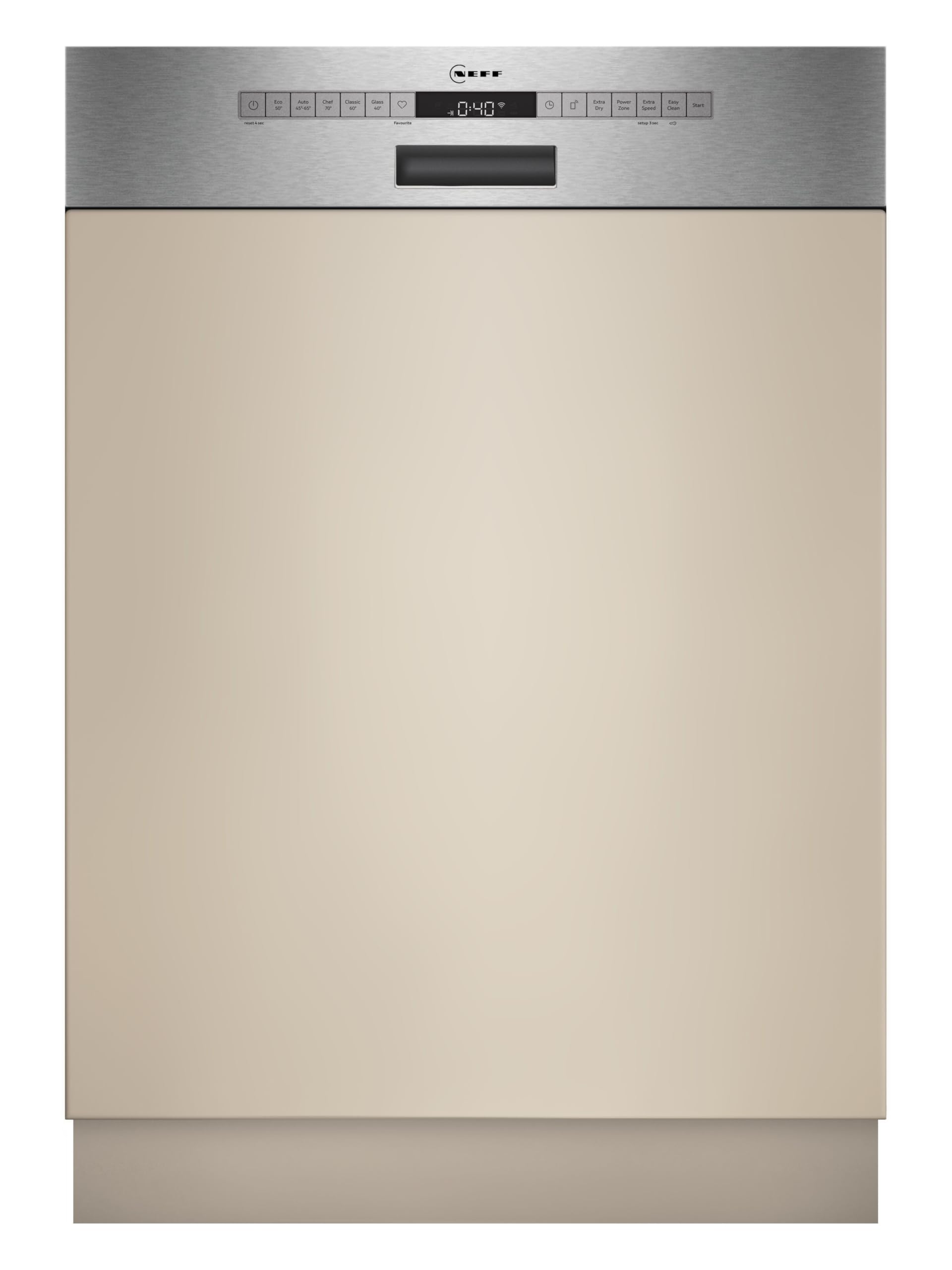NEFF N 50 Geschirrspüler Teilintegrierbar 60 cm, S145HCS03E, Made in Germany, Flex 1-Korbsystem für einfaches Beladen, Chef 70 °C, Programme-Download, Leiser Betrieb, AquaStop | Made in Germany, Flex 1 Korbsystem und Besteckschublade für mehr Platz, Smart