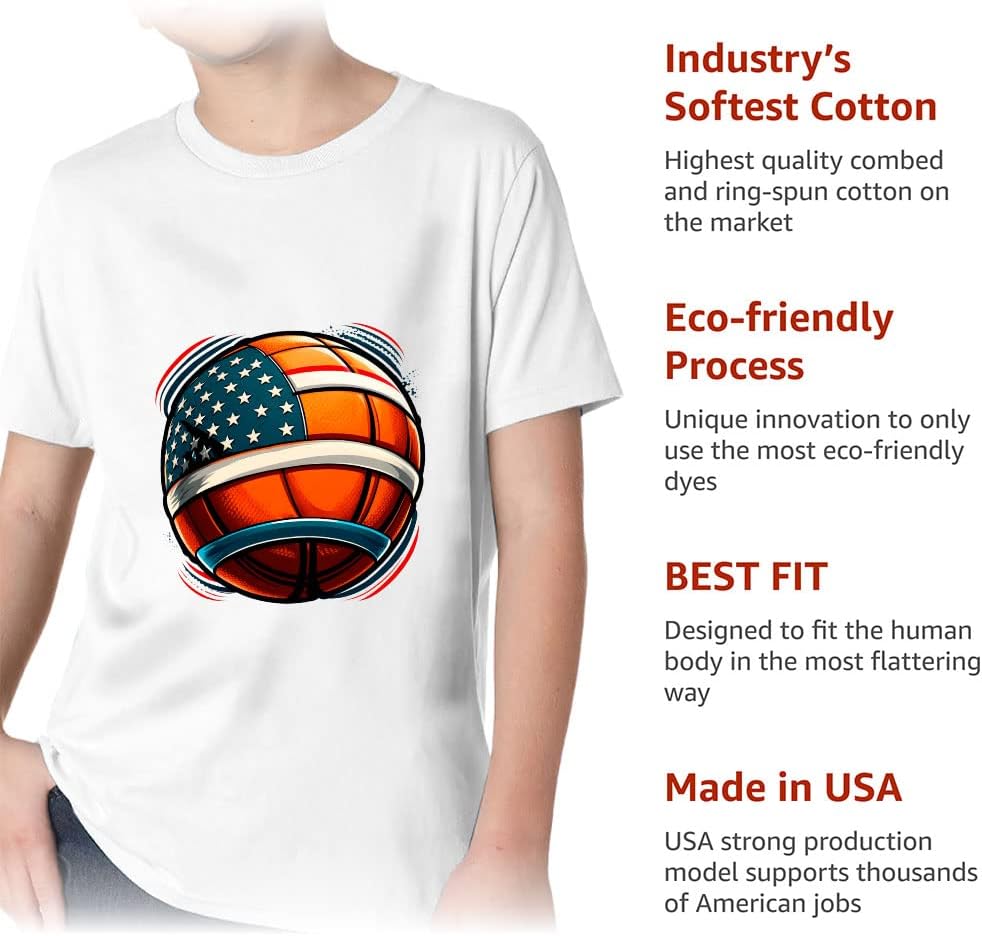 American Basketball Kids' Classic Fit T-Shirt - USA Basketball T-Shirt - Printed Classic Fit Tee