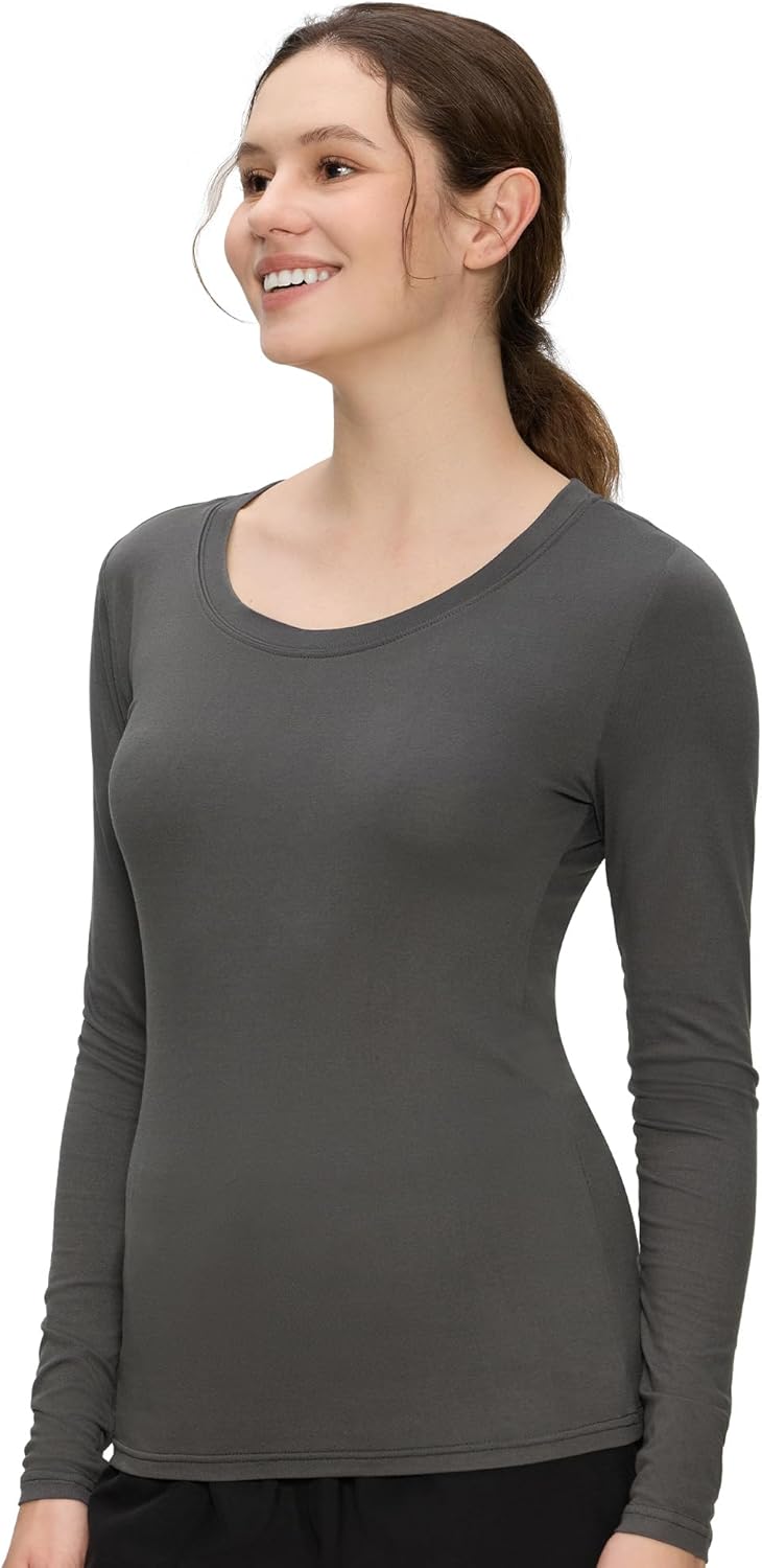 Underscrub Long Sleeve Women - Scoop Neck Scrubs Undershirt Soft Stretch Fitted Top - Image 6