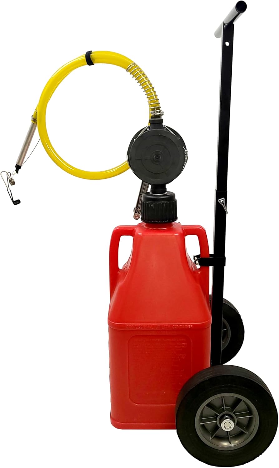FLO-FAST Pro 7.5-Gallon Fluid Transfer System with High-Flow Pump & Versa Cart – 8 GPM, Portable, Durable, Made in USA – Marine, ATV, Automotive, Agriculture (Red)