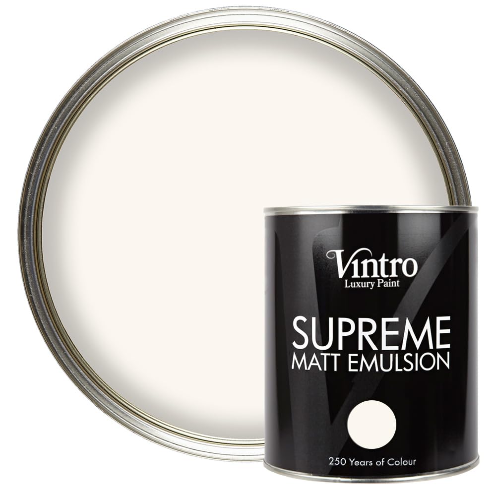 Vintro Paint Creamy White - Champagne Waltz Vintro | Luxury Matt Emulsion | Creamy White | Smooth Chalky Finish | Multi Surface Paint | For Walls, Ceilings, Wood And Metal | 1L (Creamy White - Champagne Waltz)