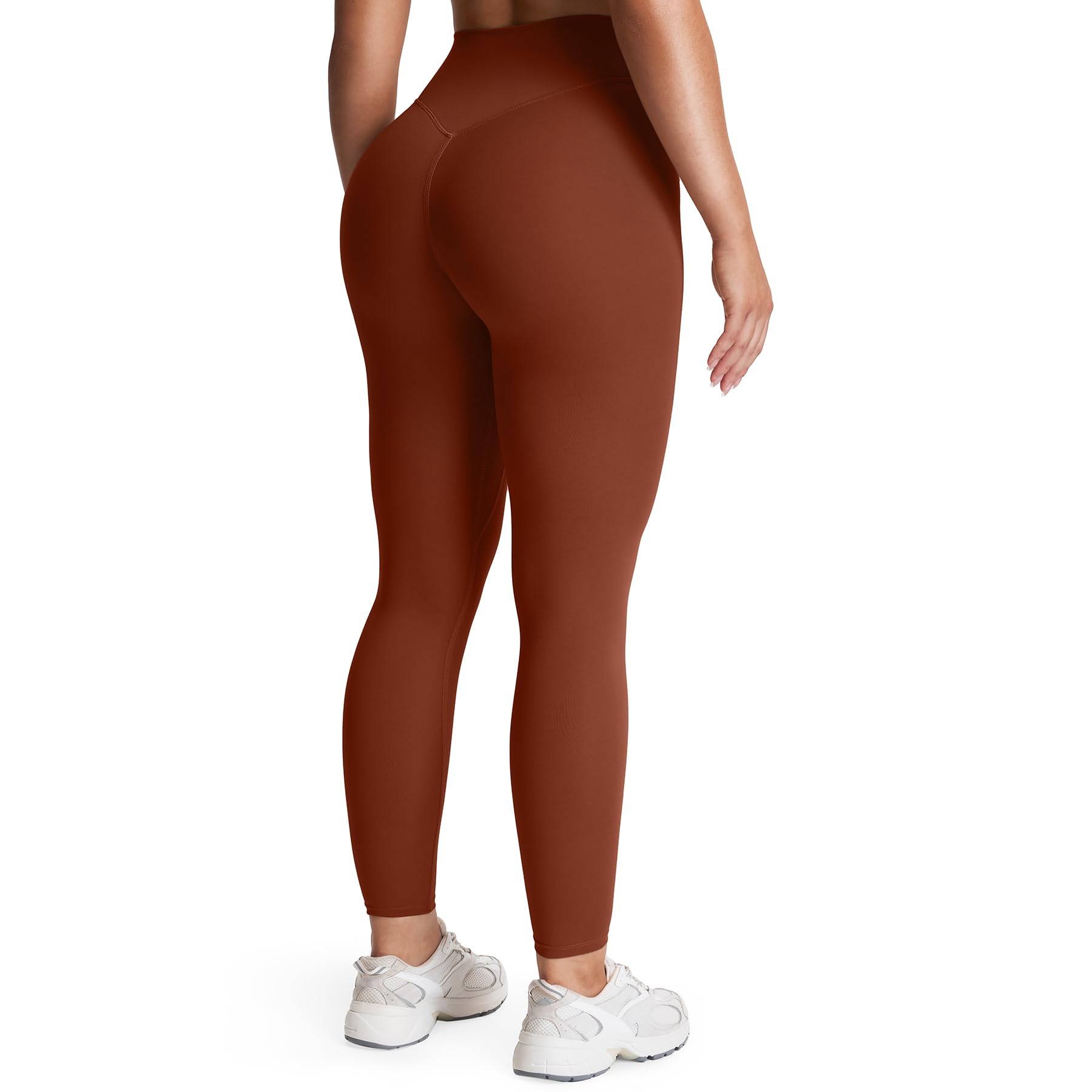 Aoxjox Workout-Leggings mit hoher Taille für Damen, Bauchkontrolle, weich, Yoga, Metamorph, tiefer V-Ausschnitt, 66 cm, Cherry Mahogany, S