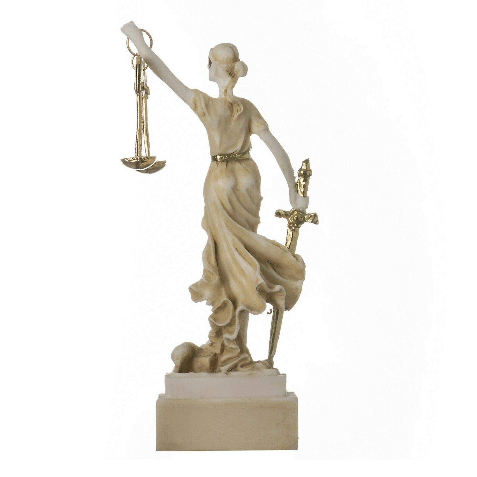 Dea Greca Themis Statua Cieca Signora Giustizia Avvocato Regalo Dorato 14 cm