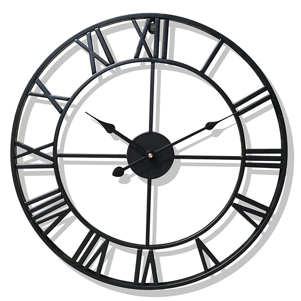 MYUYEE Wall Clock, Silent Sweep Non Ticking Quartz Movement Roman Numeral Large Indoor Outdoor Metal Vintage Garden Cafe Living Room Offi Clock Beautiful snery