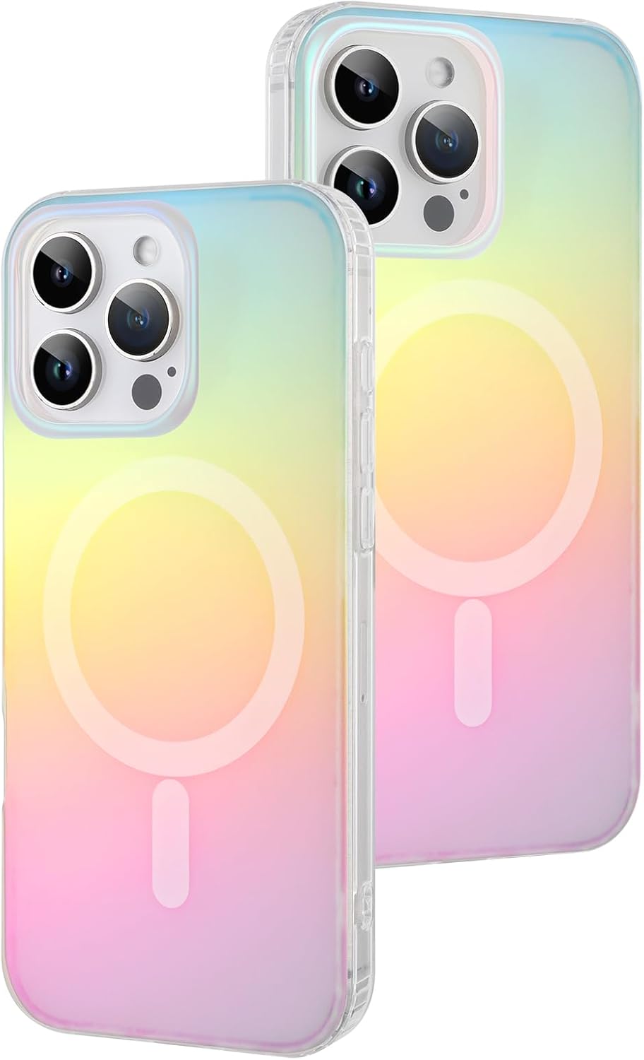 AIGOMARA Magnetic Case for iPhone 17 Pro Max [Compatible with Magsafe] [Fluorescent Holographic Iridescent] Slim Shockproof Matte Back Protective Phone Cover for Women Girls 6.9 Inch