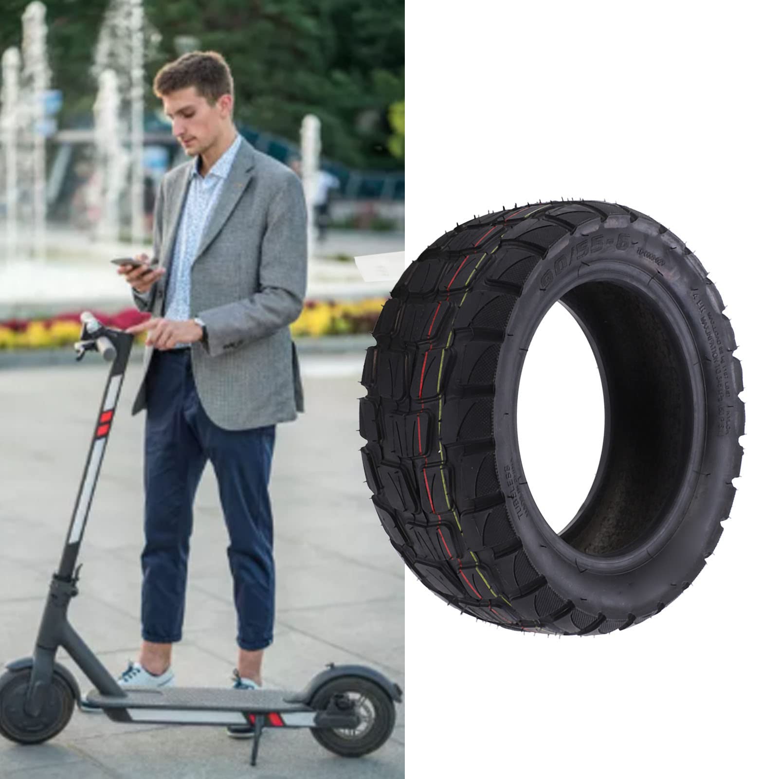 Pneumatico 90/55 6 Tubeless Scooter Elettrico Resistente agli urti Pneumatico Senza camera d'aria Guida Stabile su strade diverse