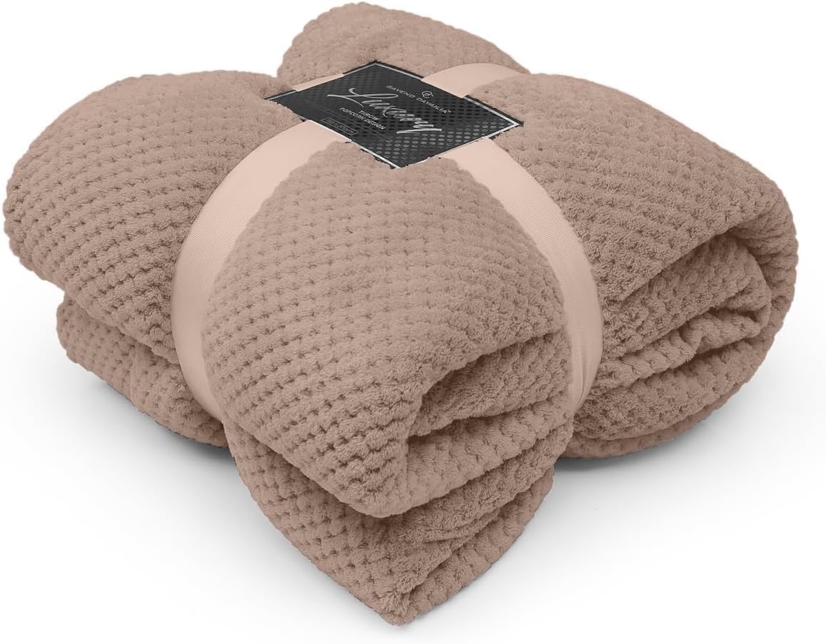 FAIRWAYUK Waffle Throw Fleece Blankets, 100 Polyester Warm