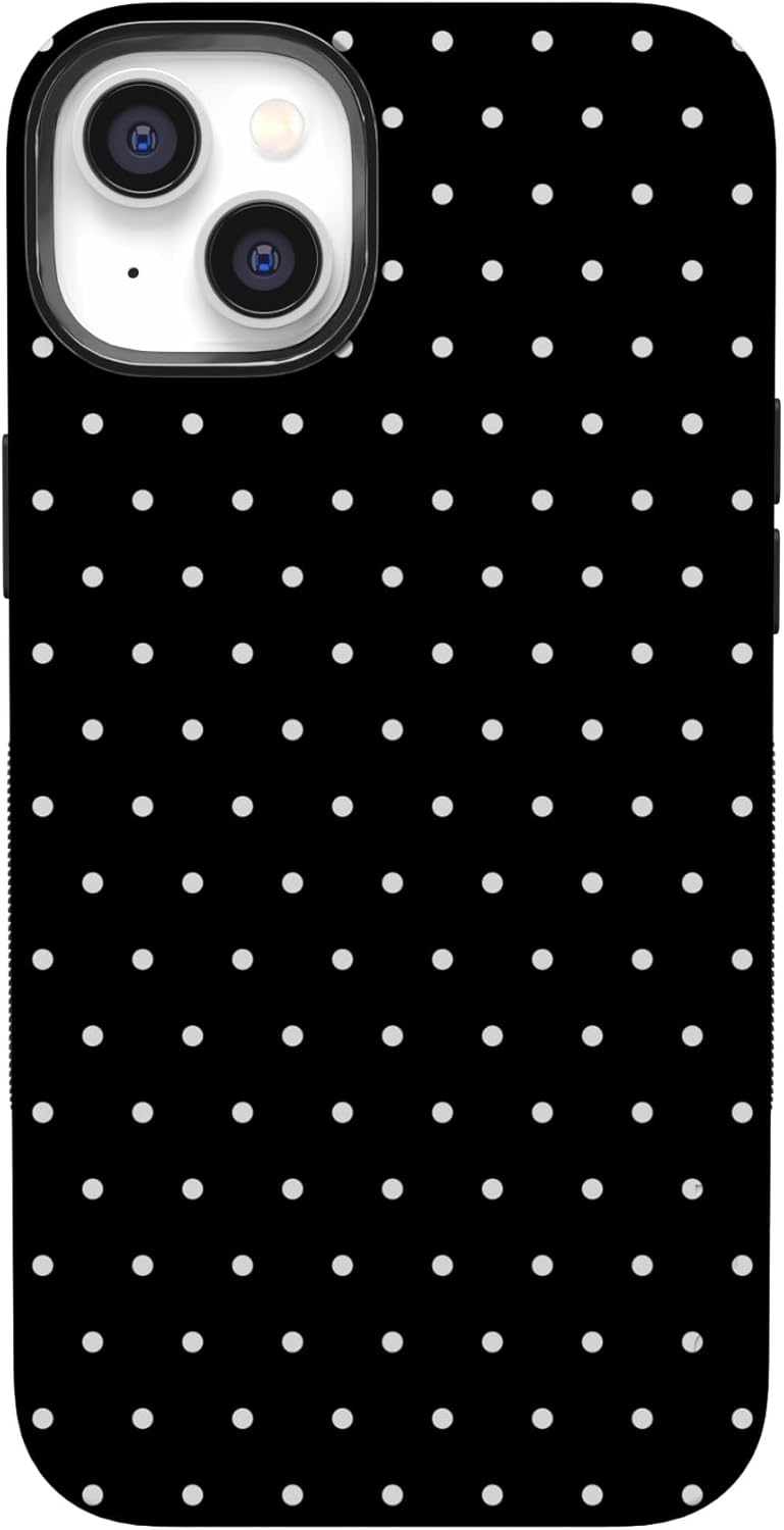 Casely iPhone 14 Case | On the Dot | Black Polka Dot | Bold Protective Design | Compatible with MagSafe