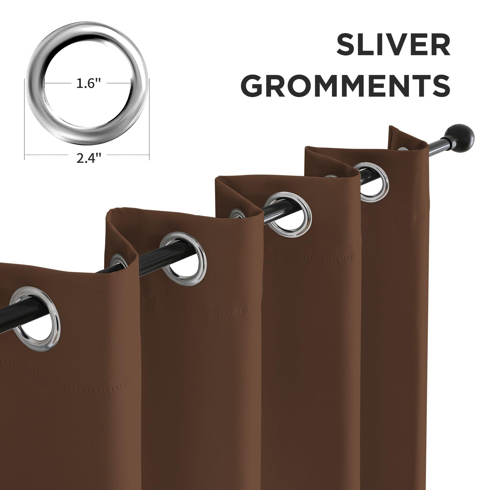 CUCRAF Cortinas opacas marrones de 137 cm (54 pulgadas) de largo, con aislamiento térmico, oscurecimiento de habitación, cortinas pequeñas para dormitorio, cortinas bloqueadoras de luz para cocina y
