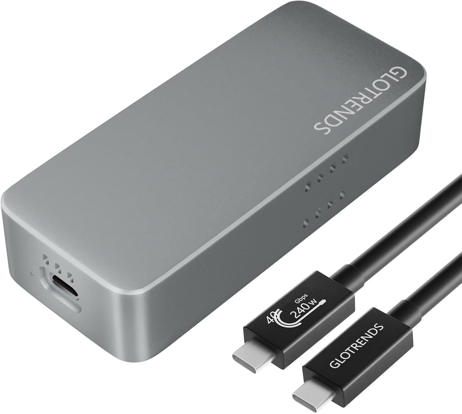 GLOTRENDS EM6007 40Gbps M.2 NVMe SSD Enclosure, Compatible with Thunderbolt 5/4/3/USB4 and USB 3.2(10Gbps)/3.1/3.0/2.0, Up to 3,000 MB/s with PCIe 3.0 x4 Bus, Support 8TB SSD