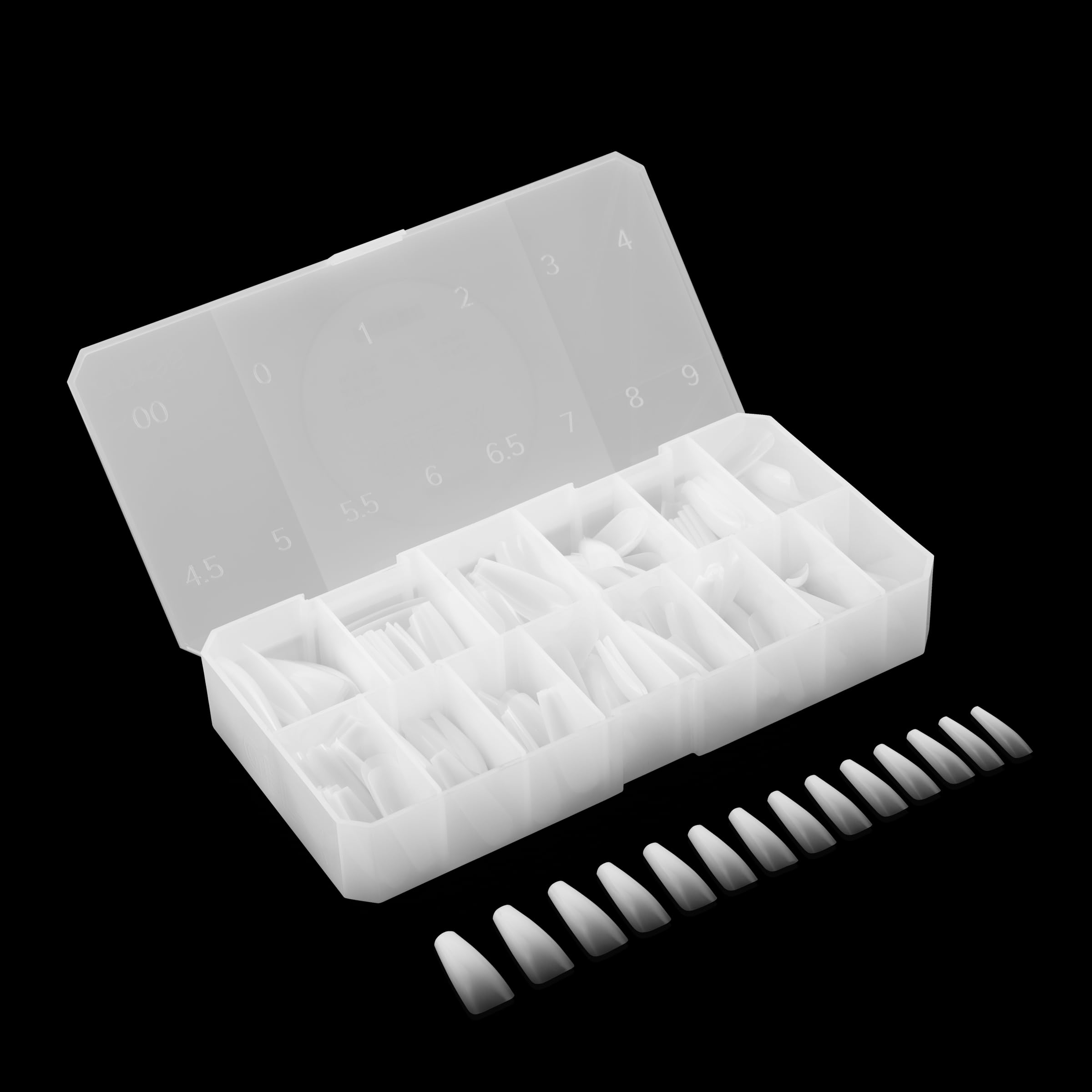Apres Ombre Gel-X® Scatola di unghie finte, 14 misure 00-9, qualità premium (Sculpted Coffin Long, 210 pezzi)