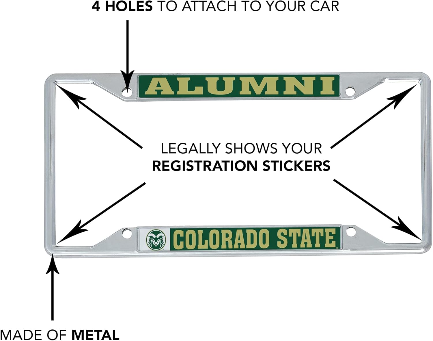Desert Cactus Colorado State University License Plate Frame Car Tag Holder for Front or Back of Car Officially Licensed Metal (Alumni 2-Pack)