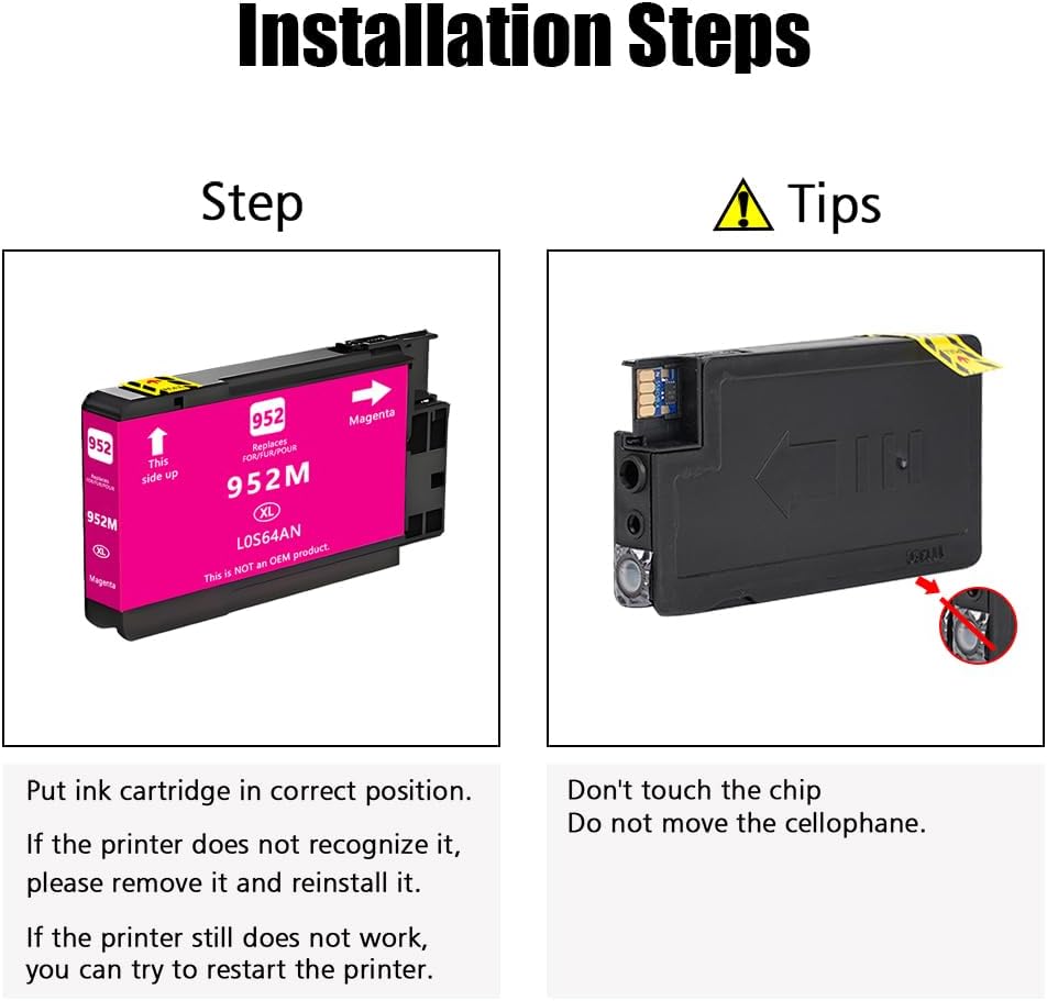 NoahArk 3 Packs 952XL Compatible Ink Cartridges Replacement for 952 952XL High-Capacity use for Officejet Pro 7740 8210 8710 8720 8740 8715 7720 8725 8730 8735 8745 Printer (3 Magenta)