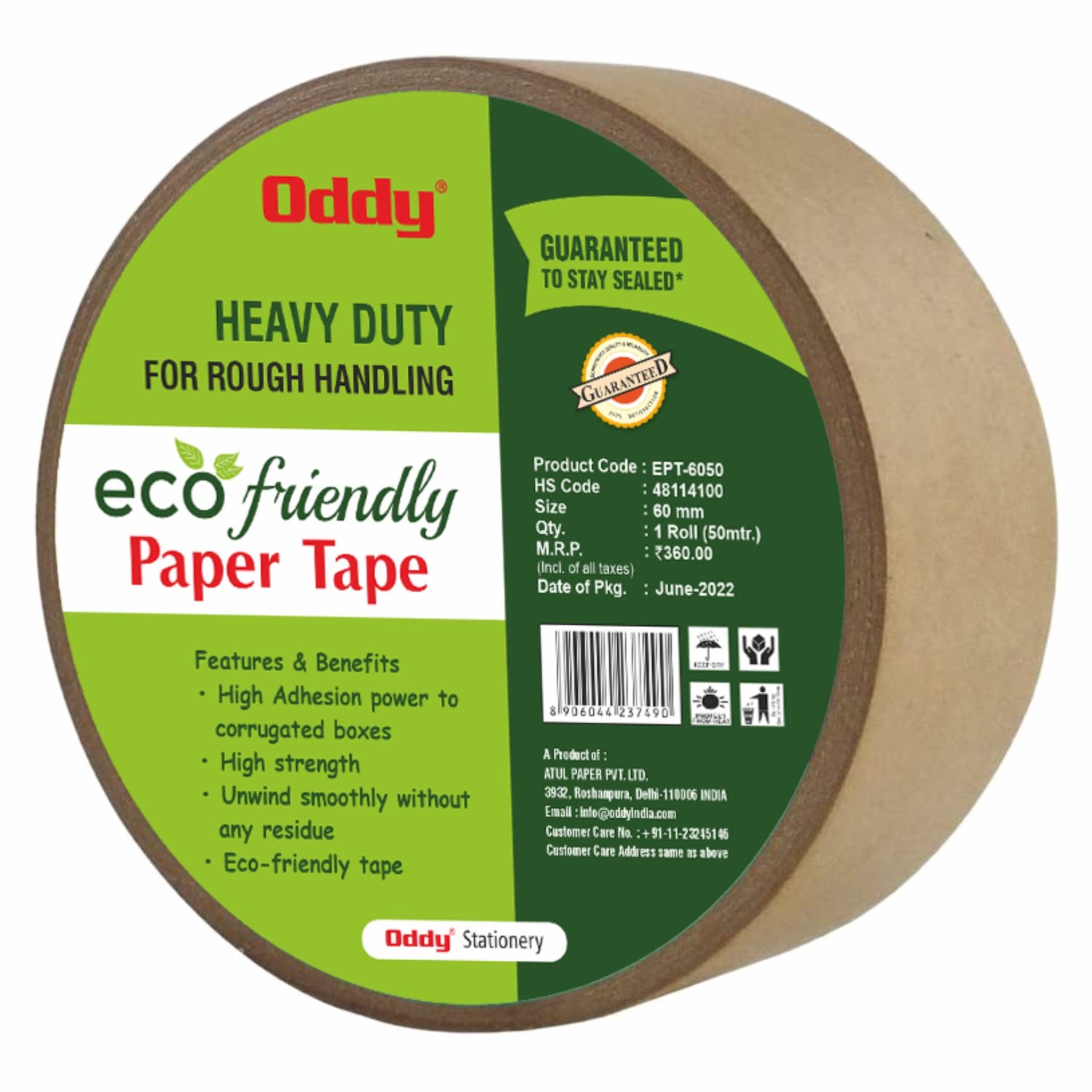 Oddy Heavy Duty, Eco Friendly Paper Adhesive Tape, Biodegradable Packing Tape for Cartons & Boxes | 60 MM Wide x 50 Meters Long (B0B2DLBVHN) Amazon Price History, Amazon Price Tracker