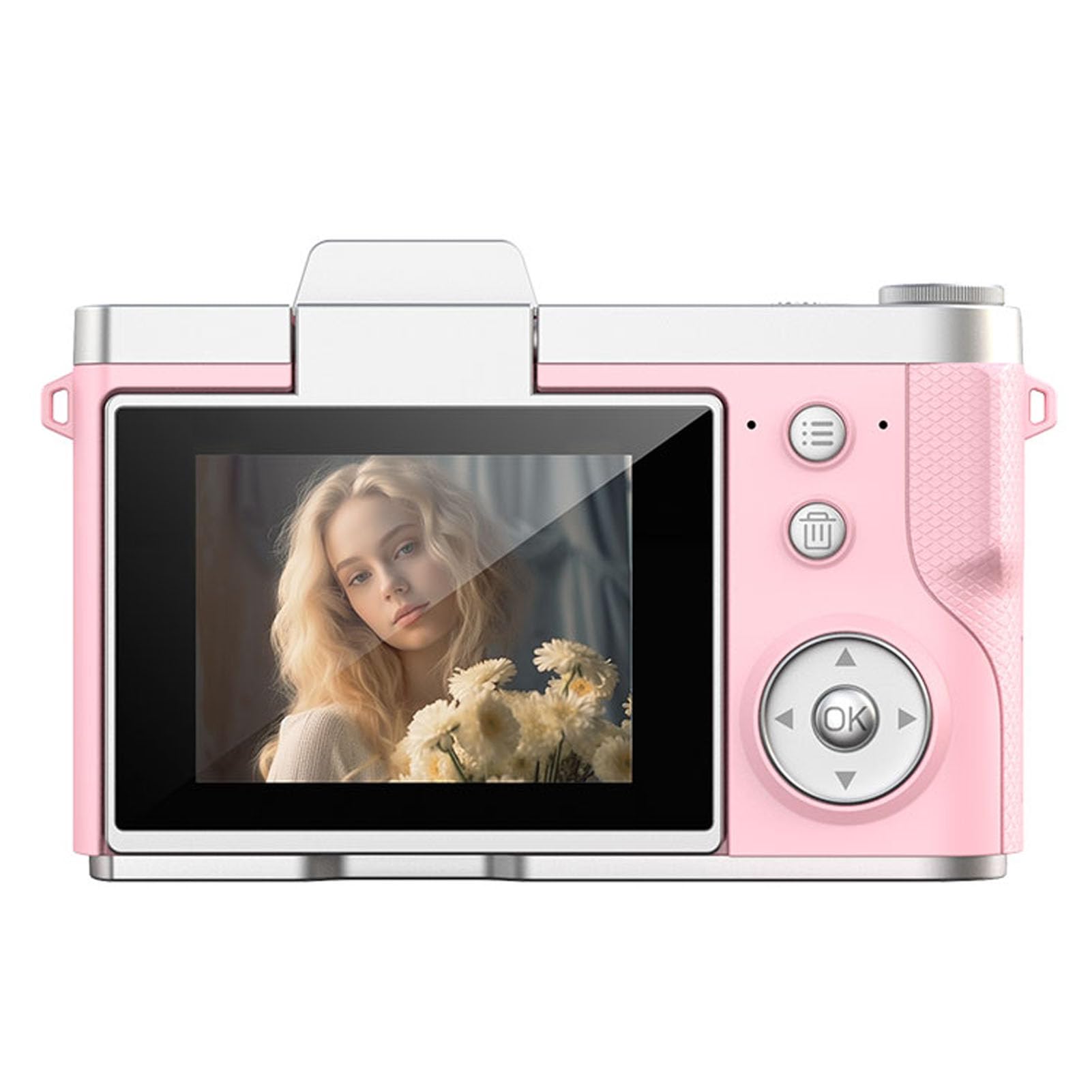 Focket Fotocamera Digitale, Fotocamera Mirrorless da 48 MP 1080P Schermo Flip da 2,4 Pollici Zoom Digitale 8x per Vlogging, Compatta con Messa a Fuoco Automatica Antivibrazione per