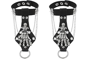 2Pcs Skeleton Bracelet Hand Leather Bangle Bracelet