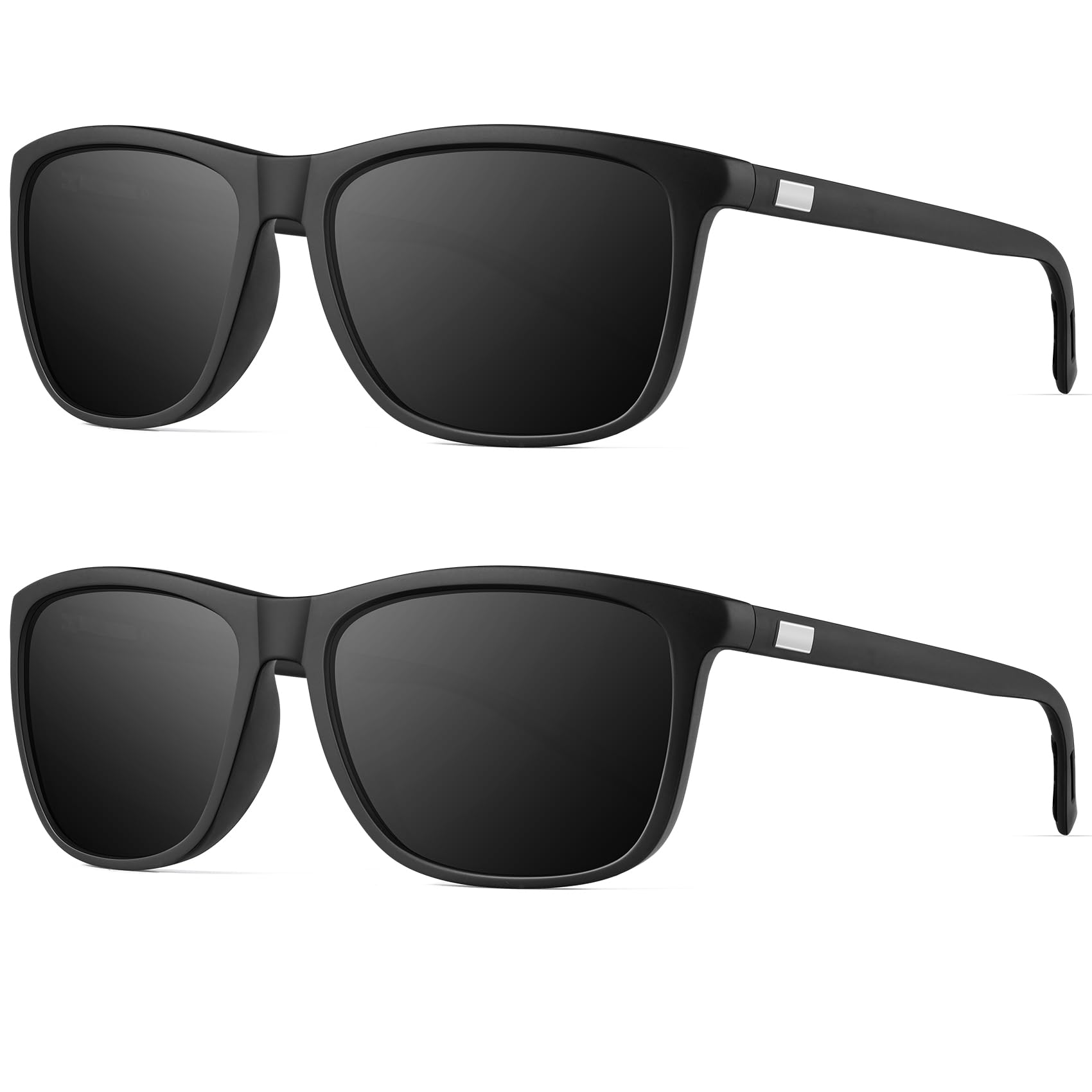 NSSIW Mens Sunglasses, Polarized Sunglasses for Men and Women with UV Protection (Black/Grey + Black/Grey)