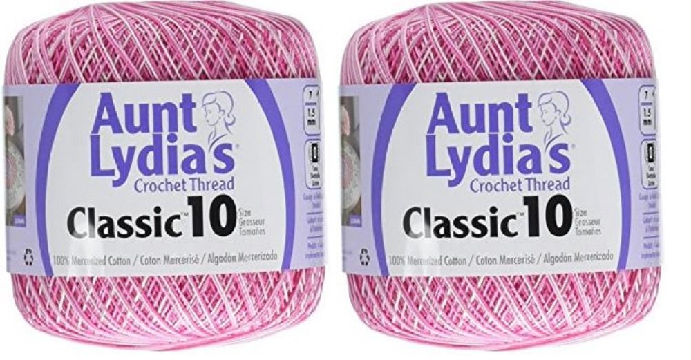 Aunt Lydia's Crochet Thread - Variegated - Size 10 - (2-Pack) Shaded Pinks