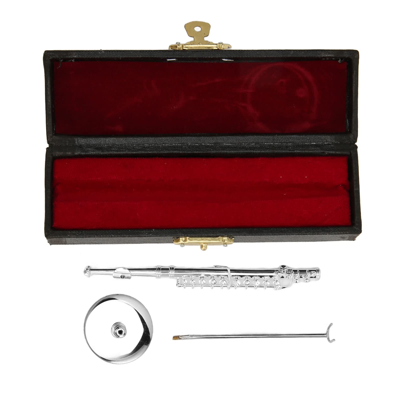 Flauta en Miniatura de Cobre ,Flauta en Miniatura Resistente a los Impactos ,Modelo de Flauta en Miniatura de Oro Estable y Resistente Al Desgaste ,con Soporte y Estuche