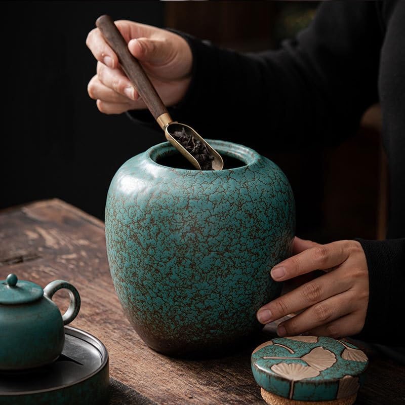 Pojemniki na herbatę na herbatę sypką Odporny na wilgoć, szczelnie zamknięty słoik Gospodarstwa domowego Retro Ceramiczna herbata Duże pojemniki do przechowywania Pu'er Czarne, zielone opakowanie