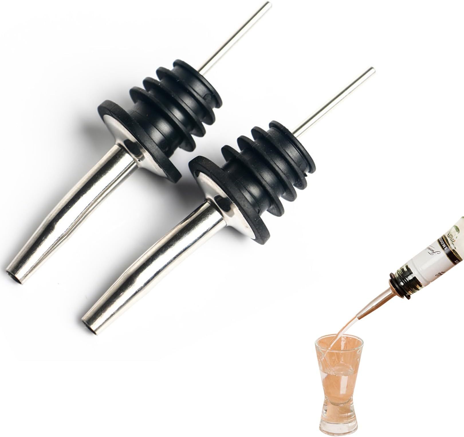 Gankarii Pack of 6pcs Stainless Steel Freeflow Pourer Spirit Pourer ...