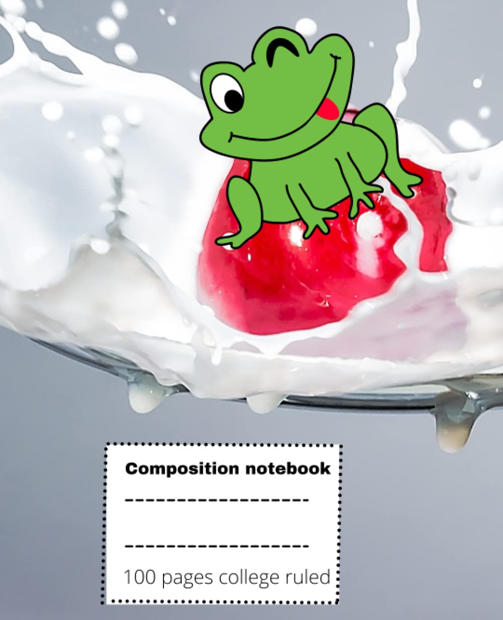 Kawaii strawberry Frog milk composition notebook 7.5×9.25 inch college ruled lines