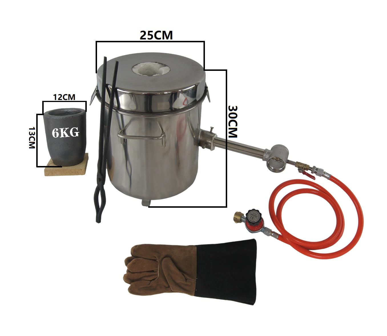 Four de fusion au propane 6 kg avec creux, forme de barre de 113 ml, four avec réducteur de pression pour métal, or, argent, cuivre, aluminium, kit d'outils de coulée complet