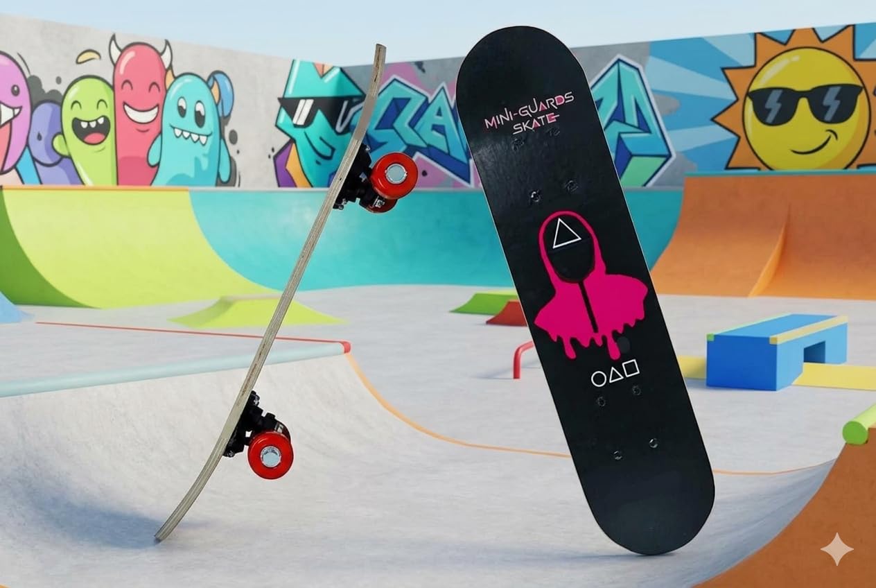 Papa Bear Skateboard 23"X 6" Double Kick Concave Skate Board 9 Layer Plywood Deck Standard Skateboards for Kids Boys Girls Beginners Teens Adult, Skateboard (Also Game)