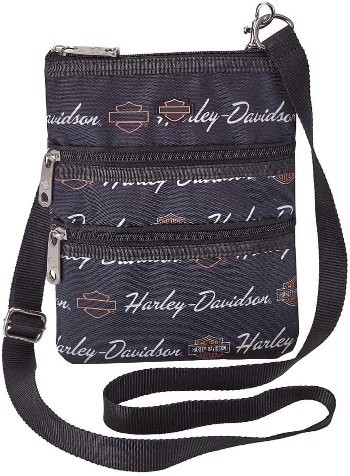 Harley-Davidson Women's Signature Cross-Body Crossbody Sling Purse - Black