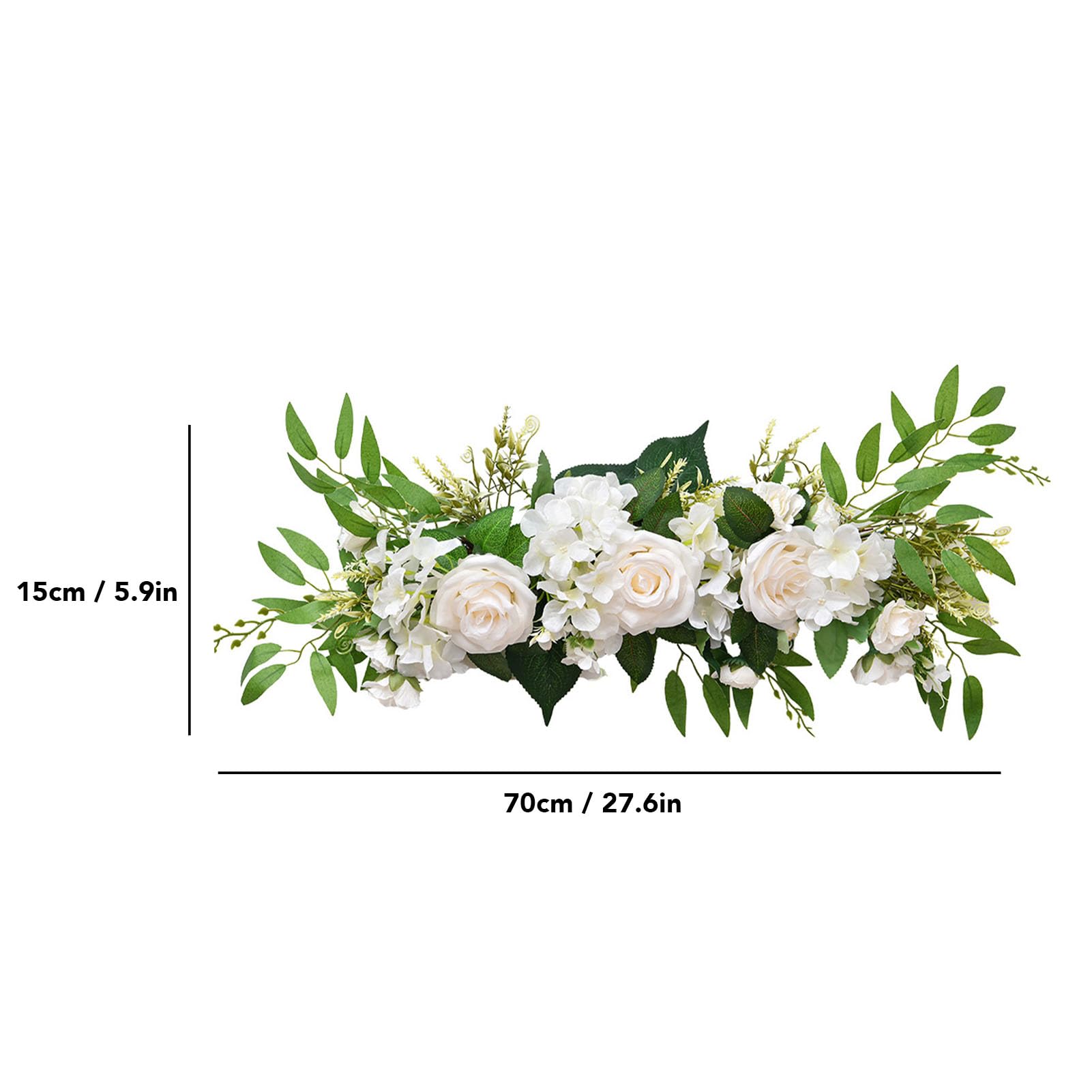 Kadimendium Decorazione di Fiori di Rosa Artificiale con Eleganti Petali di Seta per Sedia Nuziale e Decorazione da Tavolo 70x15 Cm (Bianca)